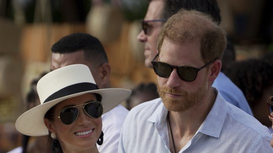 Loving life in the Americas: Prince Harry and Meghan on a recent visit to Colombia.