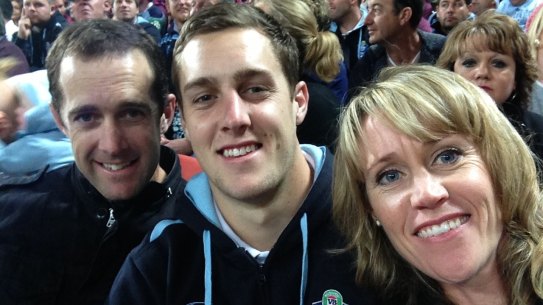 Old soul ... Isaah Yeo with his parents Justin and Amy back in 2014.