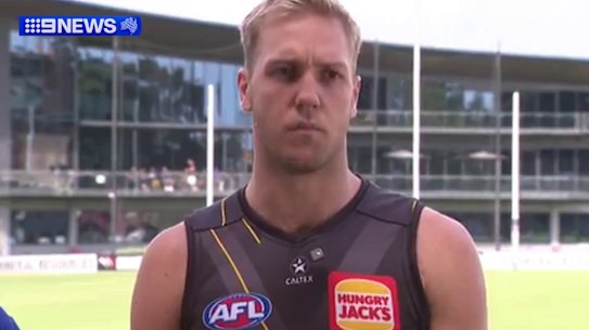 West Coast Eagles co-captain Oscar Allen at his press conference.