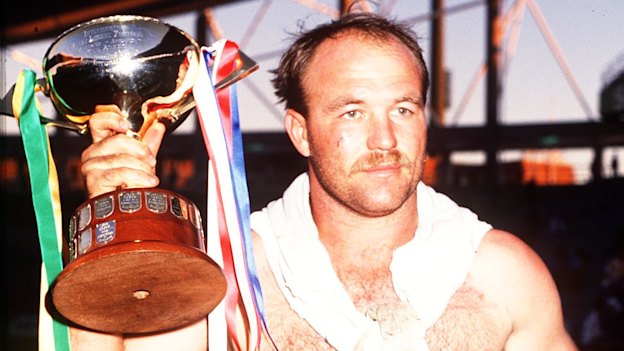 Wally Lewis celebrates an Ashes win in 1988.