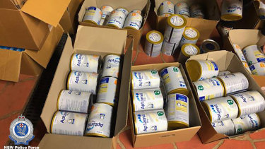 Police seized baby formula and other products, allegedly stolen from shops.