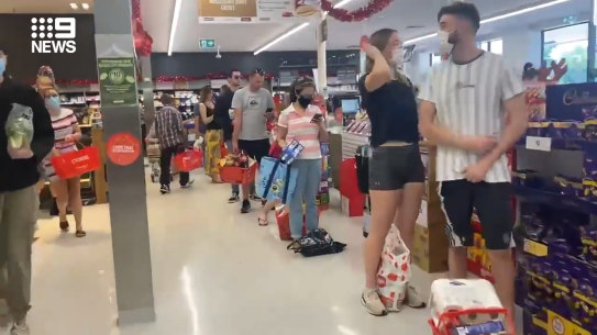 Panic buying in Adelaide supermarkets on Wednesday afternoon after Premier Steven Marshall announced South Australia would go into a six-day coronavirus lockdown from midnight.