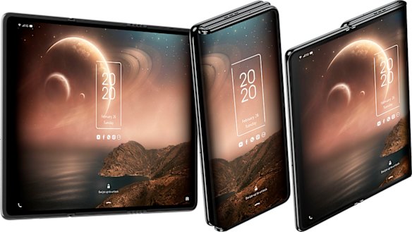 TCL's tri-fold concept phone has two hinges for three size options.