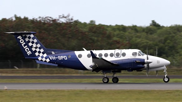 A Queensland Police Service Beechcraft King Air at Cairns Airport last June.