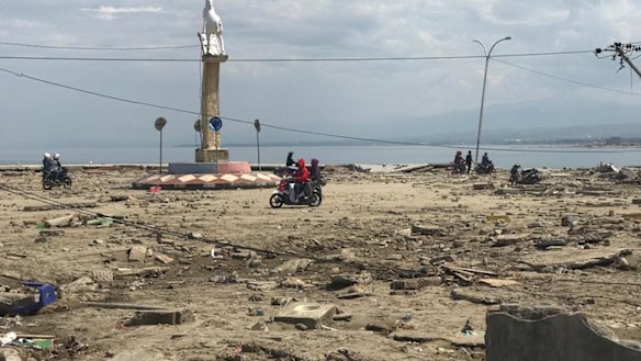 The Talise beachfront in Palu, four days after a tsunami hit.