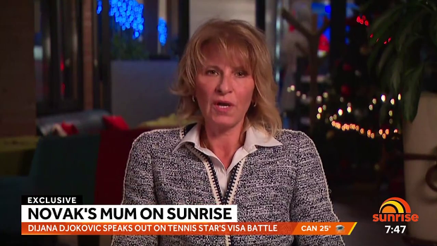 Novak Djokovic’s mother Dijana Djokovic on Channel Seven’s Sunrise program earlier this morning. 