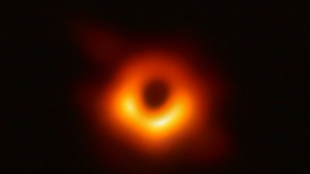 The new image of a black hole with an estimated mass equivalent to 6 billion suns.