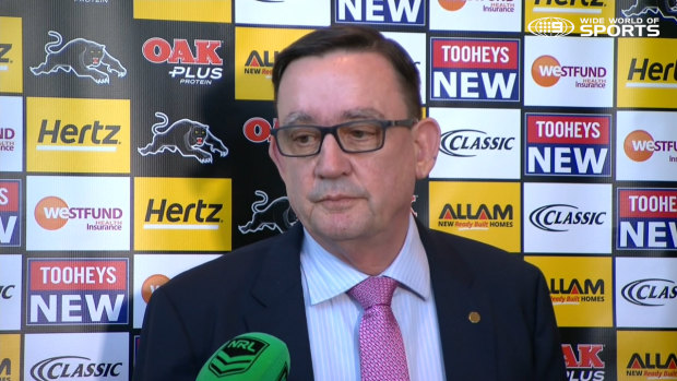Finalised soon: Penrith Panthers CEO Brian Fletcher discusses the abrupt departure of Phil Gould.