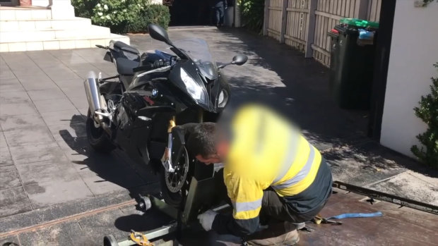 Motorbike seized during AFP raids in March following the arrest of bitcoin trader Sam Karagiozis.
