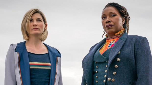 The 13th Doctor Jodie Whittaker, alongside the second female Doctor Jo Martin in season 12.
