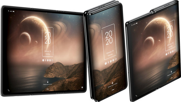 TCL's tri-fold concept phone has two hinges for three size options.