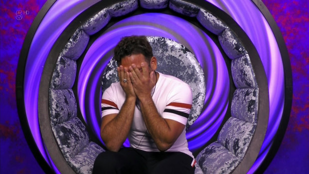 Ryan Thomas in tears over the incident with Pallett in the Celebrity Big Brother house.