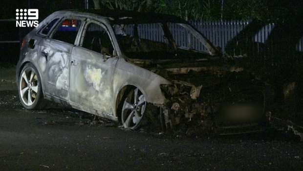 A burnt-out Audi was found on a street in Norwood.