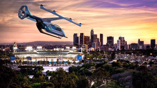 An "artist's impression" of the kind of flying taxi Uber wants to trial.