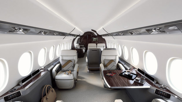 The inside of the  Dassault Falcon 7X. 