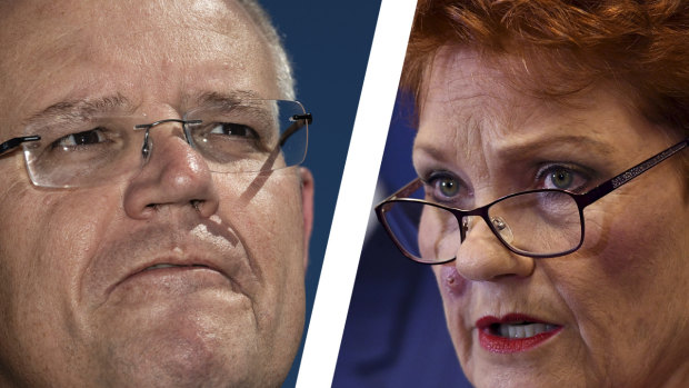 In Queensland, many of the votes that ultimately made the difference for Scott Morrison were not, in their first preference, for the Coalition but for Pauline Hanson, pictured, and her One Nation party, and for Clive Palmer's United Australia Party. 