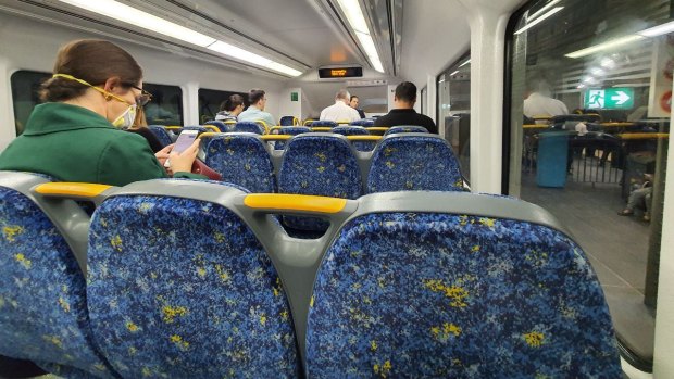 T2 Inner West trains were close to empty during the morning peak on Tuesday.