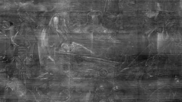 ... X-rays reveal the artist originally depicted a body in the cart.