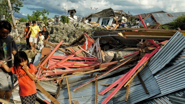 Destroyed houses in Petobo, on the outskirts of Palu.