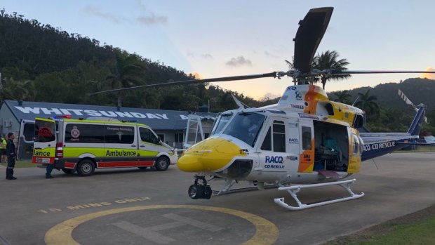 The rescue helicopter arrived with a doctor and critical care paramedic on board at Whitsundays Airport.