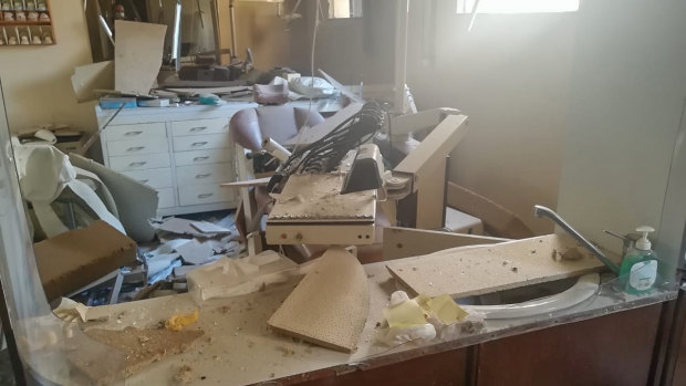A dentist's surgery in Beirut that was destroyed in the blast. 