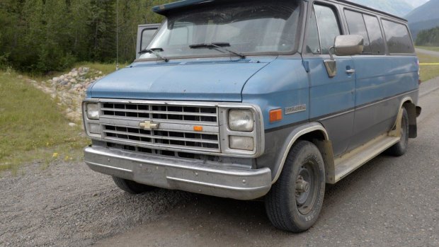 The blue 1986 Chevrolet van bearing Alberta licence plates that was located at the scene where Lucas Fowler and Chynna Deese's bodies were discovered.