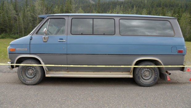 The blue 1986 Chevrolet van bearing Alberta licence plates that was located at the scene where Lucas Fowler and Chynna Deese's bodies were discovered