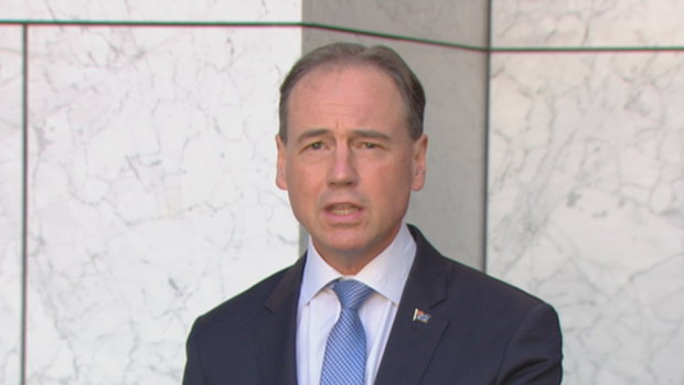 Health Minister Greg Hunt speaking to press this afternoon.