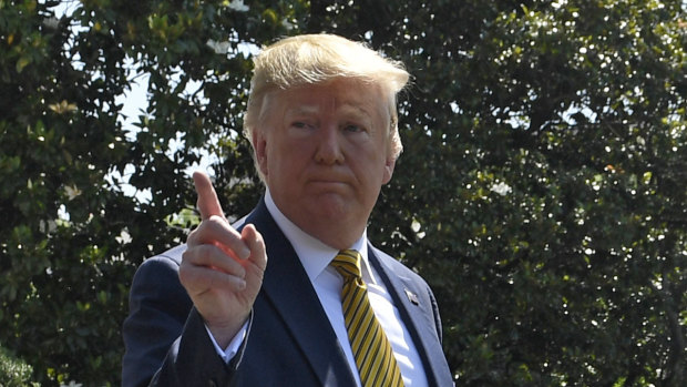 President Donald Trump on the South Lawn of the White House on Saturday.