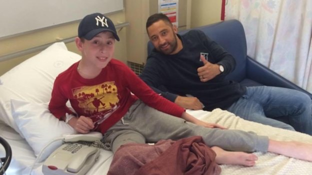 Lleyton Giles with Benji Marshall by his side in hospital many years after the pair first met back in 2010.