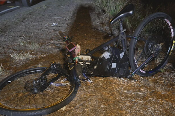 The bike after the collision at Hastings on Monday.