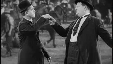 Stan Laurel (left) and Oliver Hardy: most comedy would not be funny without a serious element.