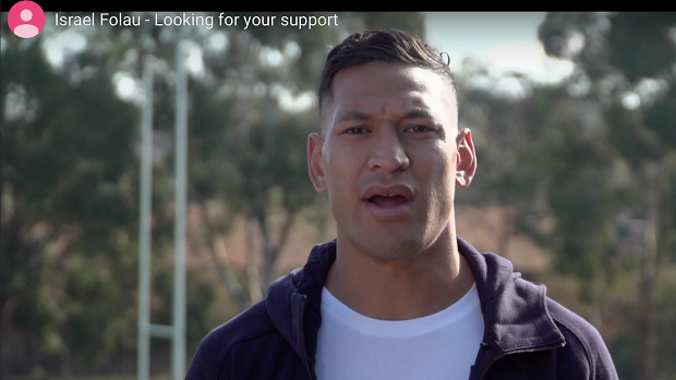 Israel Folau's video that accompanied his appeal for funds last week.