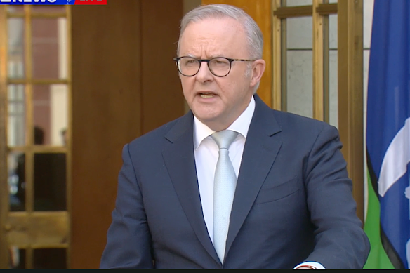 Prime Minister Anthony Albanese speaks on Thursday.