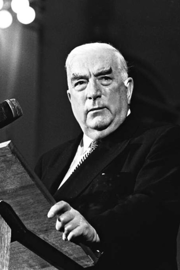 Liberal party icon Sir Robert Menzies in 1965.