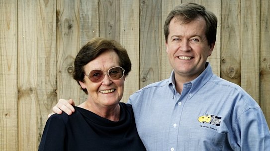Opposition leader, Bill Shorten, and his mother, Ann, pictured in Mr Shorten's AWU days.