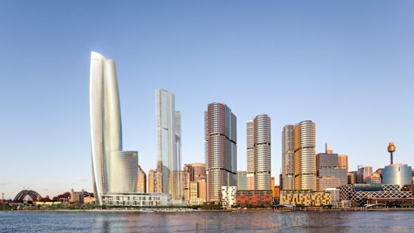 Lendlease has plans for three towers, next to Crown's casino, at Barangaroo South. 
