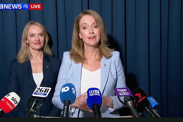 Kellie Sloane at her press conference today.