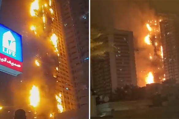 Yangın, BAE'nin Ajman kentinde yüksek bir binada çıktı.