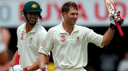 Simon Katich with Mitchell Johnson in 2008.