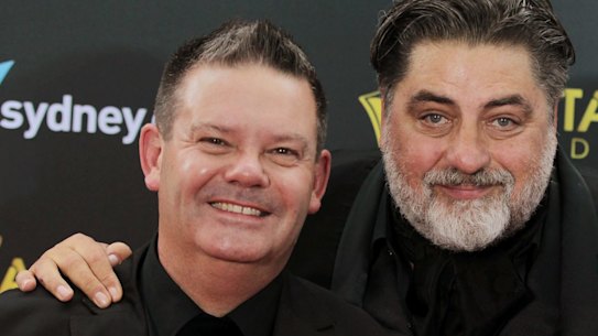 Masterchef Australia judges (L-R) Gary Mehigan, Matt Preston and George Calombaris arrive at the AACTA (Australian Academy of Cinema and Television Arts) Awards at The Star
