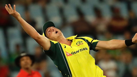 Dan Worrall attempts a catch in the first ODI. 