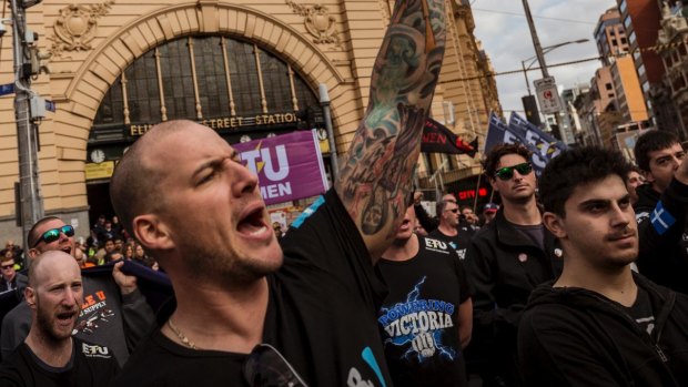 More than 100,000 members of the trade union movement marched through Melbourne's streets for the ACTU's Change the Rules rally in May. 