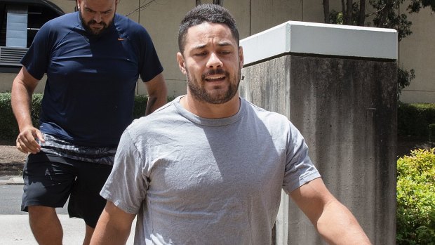 NRL star Jarryd Hayne reporting with police, while on bail over the local sexual assault charges last year.