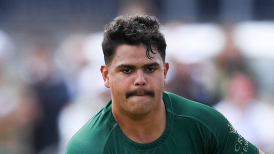Rabbitohs star Latrell Mitchell at training.