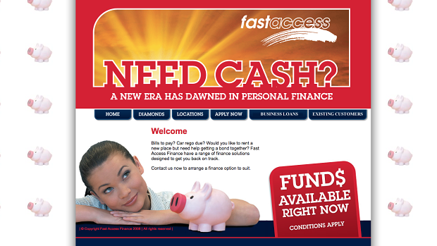 A screenshot of Fast Access Finance's website in 2012. It has since been taken down.