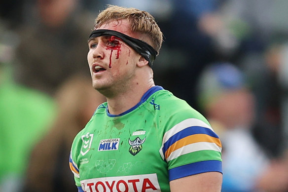 Hudson Young putting his body on the line for Canberra.
