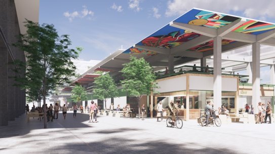 The owner’s vision for the Preston Markets, which would neighbour apartments and offices.