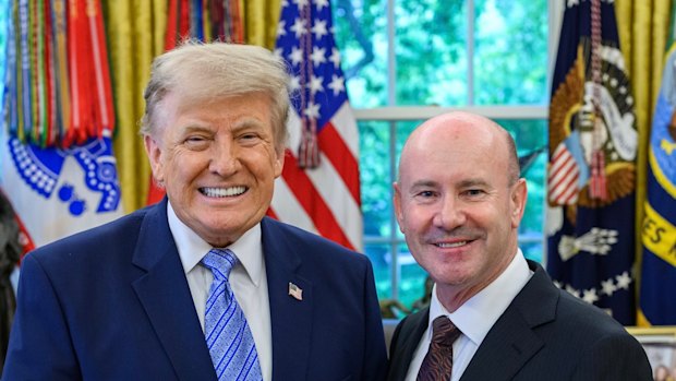 Australia’s ambassador to the US, Greg Moriarty in a formal ceremony to present his credentials to President Donald Trump in the Oval Office last month.