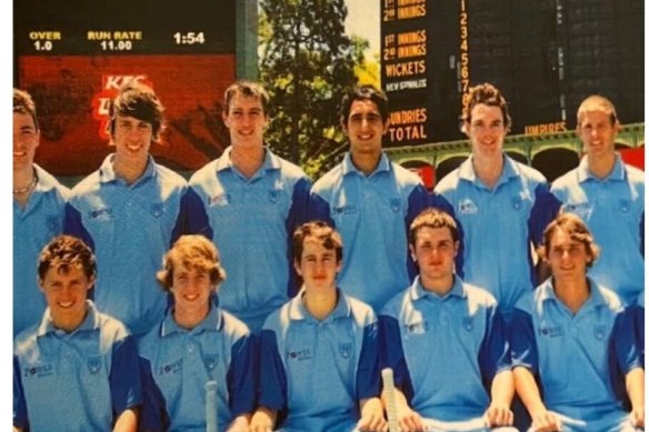 Australian captain Pat Cummins (fourth from right. top row), next to the Herald’s Tom Decent.